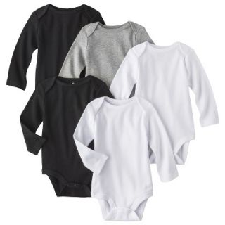 Circo Newborn 5 Pack Long sleeve Bodysuit   White/Grey/Black 12 M