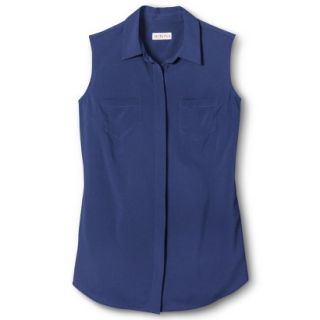 Merona Womens Sleeveless Button Down Blouse   Waterloo Blue   XS