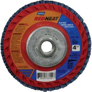 Norton Red Heat Type 27 Flap Discs   5 Pack, 80 Grit, 4.5 Inch x 5/8 Inch 11,