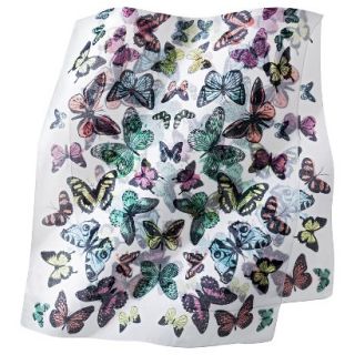 Xhilaration Multicolored Butterflies Scarf   White