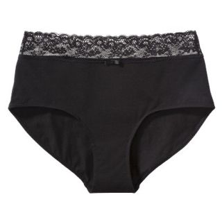 Gilligan & OMalley Womens Cotton With Lace Hipster Brief   Black L