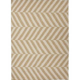Handmade Flat Weave Stripe Pattern Brown Rug (9 X 12)