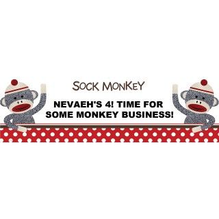 Sock Monkey Red   Personalized Banner