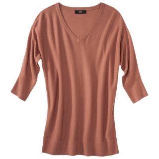 Mossimo Womens 3/4 Sleeve V Neck Value Sweater   Venetian Brown S