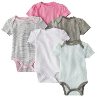 Circo Newborn Girls 5 Pack Short sleeve Bodysuit   Pink/Grey 6 9 M