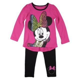 Disney Infant Toddler Girls Minnie Mouse Top and Bottom Set   Fuchsia 2T