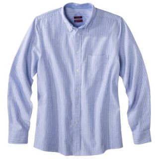Merona Mens Tailored Fit Oxford Button Down   Blue/White Stripe M