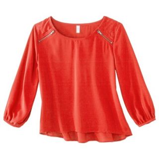 Xhilaration Juniors Long Sleeve Quilted Top   Hypercoral XXL(19)