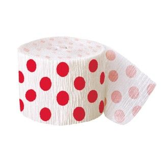Red and White Dots Crepe Paper