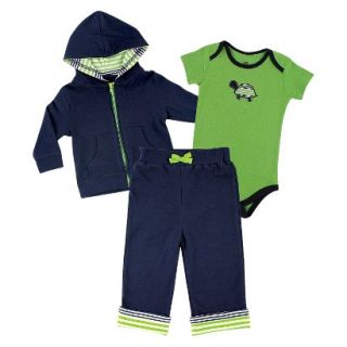 Yoga Sprout Newborn Boys Bodysuit and Pant Set   Navy/Green 0 3 M