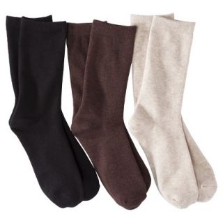 Merona Womens 3 Pack Casual Crew Socks   Brown One Size Fits Most