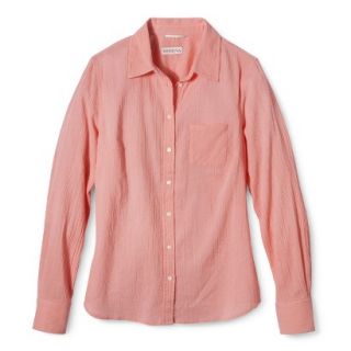 Merona Womens Favorite Button Down Gauze Shirt   Moxie Peach   S