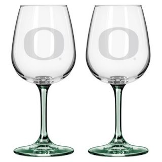 Boelter Brands NCAA 2 Pack Oregon Ducks Satin Etch Wine Glass   12 oz