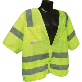 Radians Class 3 Short Sleeve Mesh Safety Vest   Lime, XL, Model SV83GM