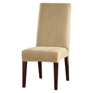 Sure Fit Stretch Leather Short Dining Room Chair Slipcover   Camel