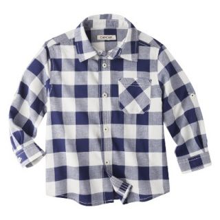 Cherokee Infant Toddler Boys Plaid Button Down Shirt   Black 5T