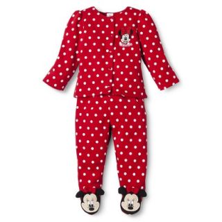 Disney Newborn Girls Minnie Mouse Footed Pant Set   Red 6 M
