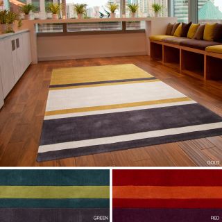 Hand tufted Stripe Contemporary Area Rug (5 X 8)