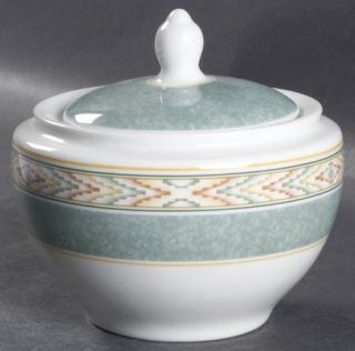 Wedgwood Aztec Sugar Bowl & Lid, Fine China Dinnerware   Home Collection,Green B