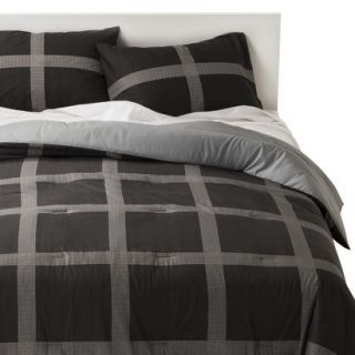 Room Essentials Linework Plaid Comforter Set   Silver Gray (Full/Queen)