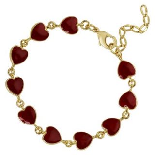 Lily Nily 18K Gold Overlay Enamel Childrens Heart Link Bracelet   Red