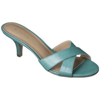 Womens Merona Oessa Kitten Heel Slide Sandal   Turquoise 9