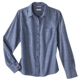 Merona Petites Long Sleeve Chambray Shirt   Blue LP