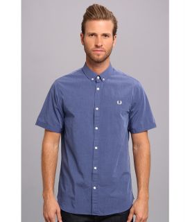 Fred Perry S/S End on End Shirt Mens Short Sleeve Button Up (Blue)