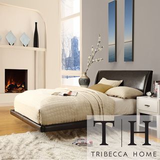 Tribecca Home Carterton Black Bonded Leather Modern Full size Floating Bed