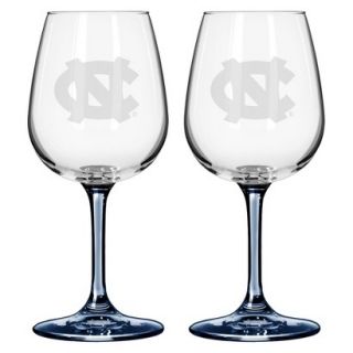 Boelter Brands NCAA 2 Pack North Carolina Tar Heels Satin Etch Wine Glass   12