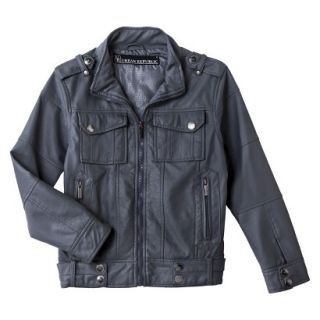 Urban Republic Infant Boys 4 Pocket Faux Leather Aviator Jacket   Charcoal 3T