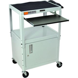 Luxor Adjustable Height Steel Cart with Locking Cabinet   400 Lb. Capacity,