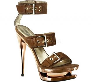 Womens Pleaser Day & Night Fascinate 652   Cocoa Suede/Rose Gold Chrome Heels