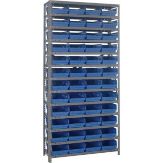 Quantum Storage 48 Bin Shelf Unit   12 Inch x 36 Inch x 75 Inch Rack Size, Blue