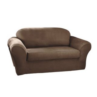 Sure Fit Stretch Suede Sofa Slipcover   Chocolate