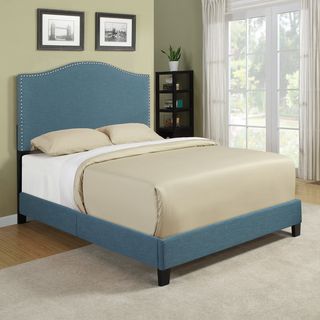 Portfolio Portfolio Nicci Caribbean Blue Linen Queen Size Platform Bed Blue Size Queen