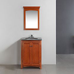 Wyndenhall Windsor Cinnamon Brown 24 inch Bath Vanity With 2 Doors And Black Granite Top Brown Size Single Vanities