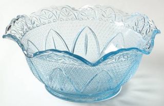 Princess House Crystal Phc10 Blue Crimped Round Bowl   Textured Sandwich, Blue