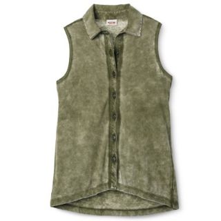 Mossimo Supply Co. Juniors Sleeveless Button Down Top   Tanglewood Green XL(15 