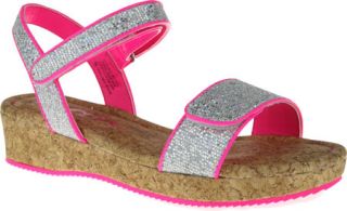 Infant/Toddler Girls Nina Nikita   Silver Glitter/Pink Patent Velcro Shoes