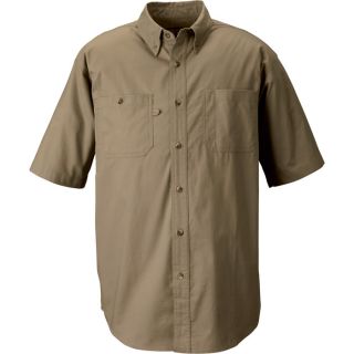 Gravel Gear Wrinkle Free Short Sleeve Work Shirt with Teflon   Khaki, Medium