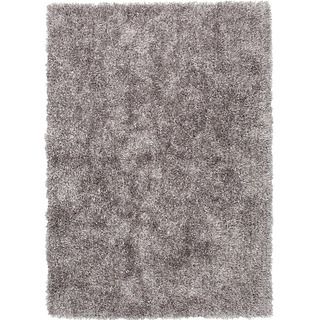 Hand woven Shags Solid Pattern Gray/ Black Rug (76 X 96)