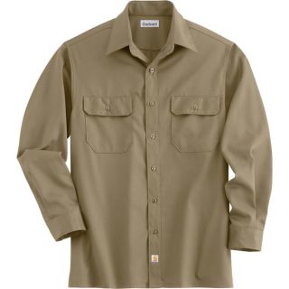 Carhartt Long Sleeve Twill Work Shirt   Khaki, 3XL, Big Style, Model S224