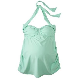 Womens Maternity Cinched Halter Tankini Swim Top   Mint Green XL