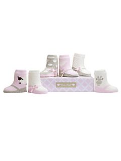 Elegant Baby Infants Six Piece Knit Sock Set   Light Pink
