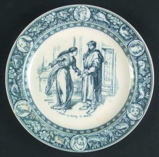 Wedgwood Ivanhoe (Blue/Gray) Luncheon Plate, Fine China Dinnerware   Not Flow Bl