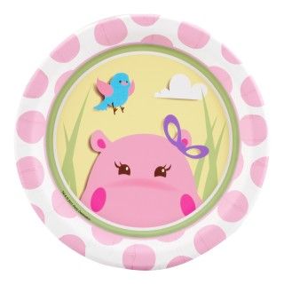 Hippo Pink Dessert Plates