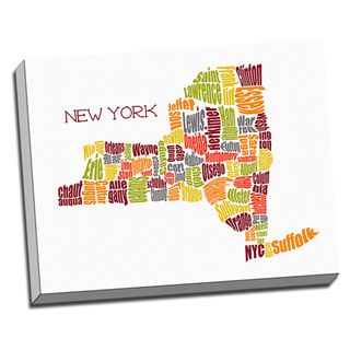 New York Typography Map Wall Art