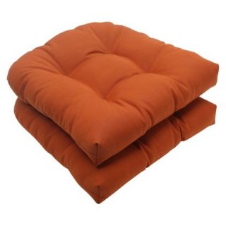 Outdoor 2 Piece Wicker Seat Cushion Set   Burnt Orange Fresco Solid