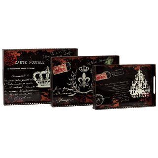 Black Metal French Postage Stamp Trays (set Of 3)